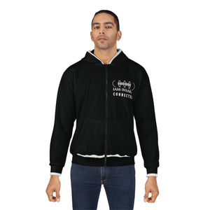 IAM WEARe CONNECTED Black Unisex Zip Hoodie (AOP)