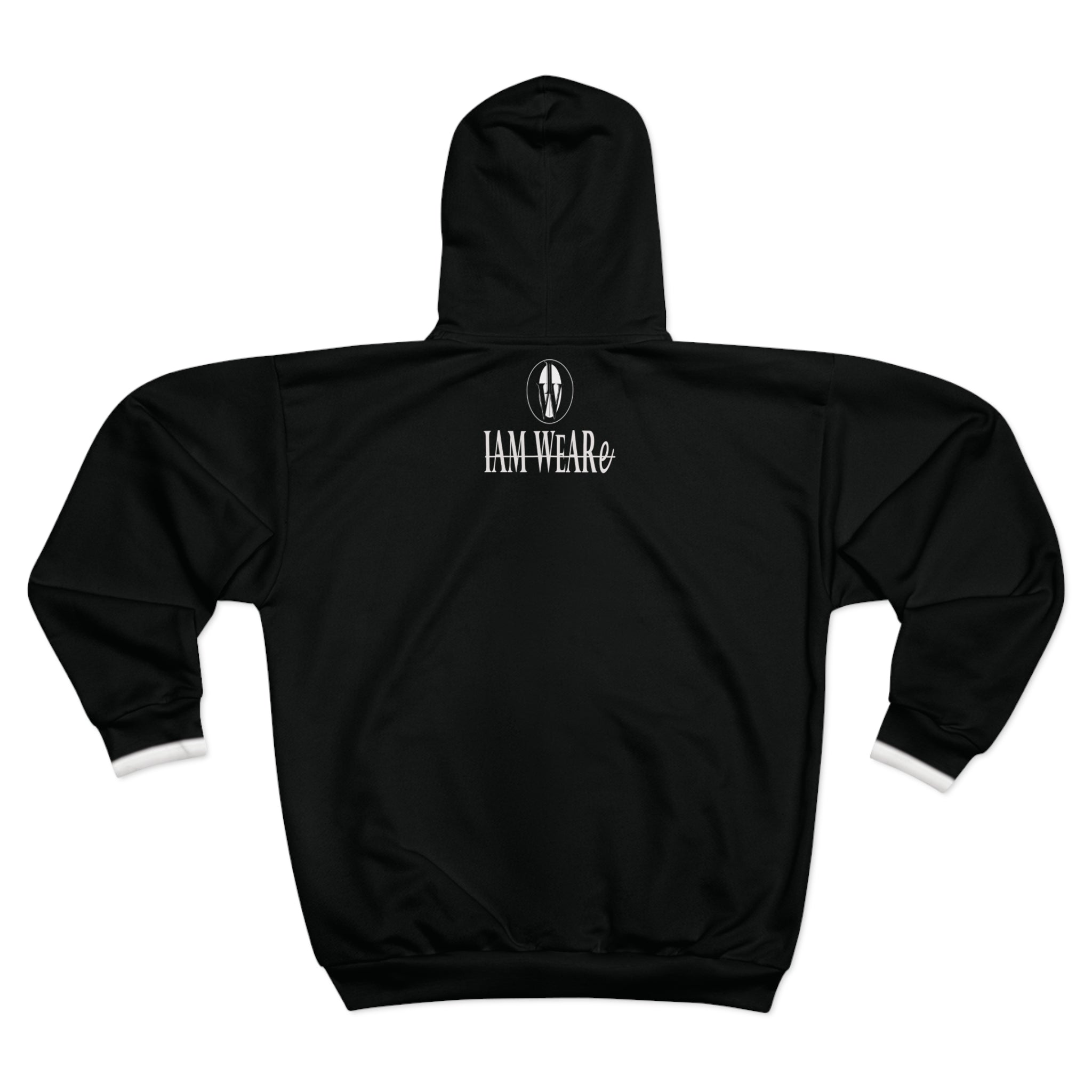 IAM WEARe CONNECTED Black Unisex Zip Hoodie (AOP)