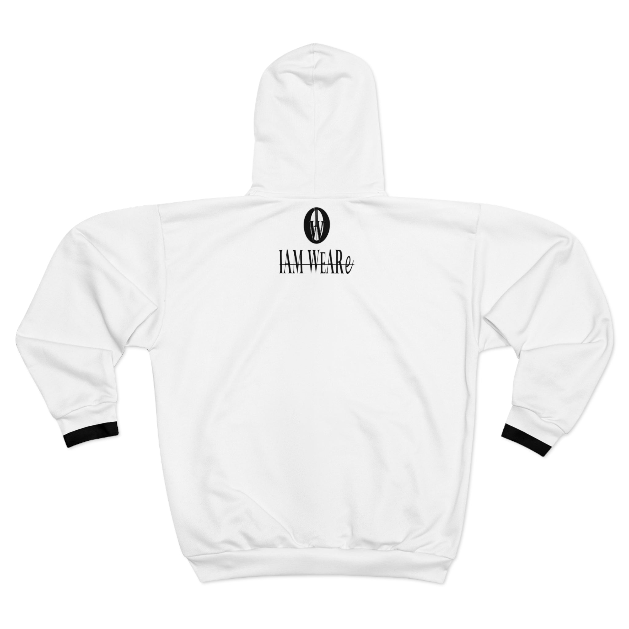 IAM WEARe CONNECTED White Unisex Zip Hoodie (AOP)