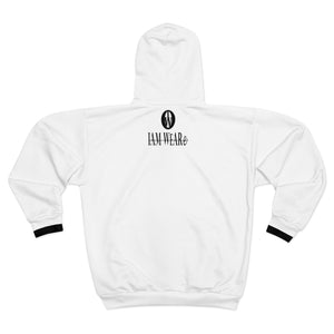 IAM WEARe CONNECTED White Unisex Zip Hoodie (AOP)