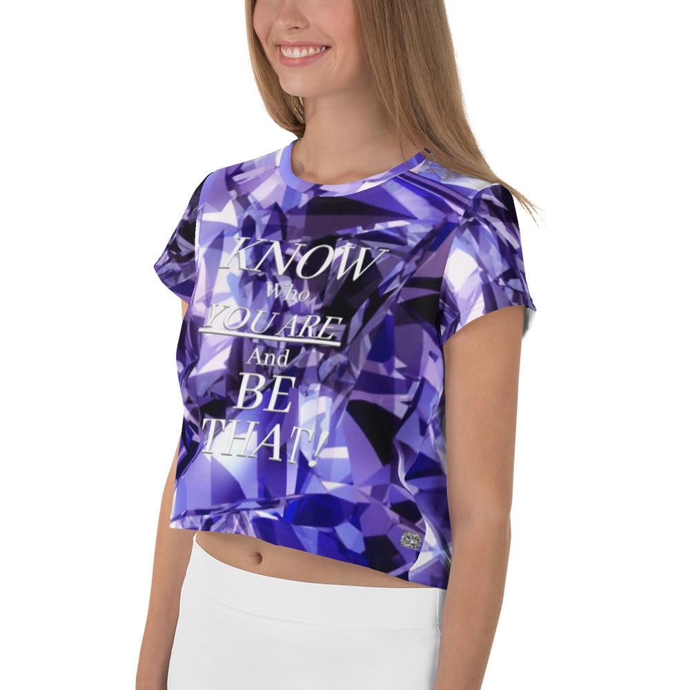 IAM WEARe EXPRESSIONS (K.W.Y.A.A.B.T.) All-Over Print Crop Tee