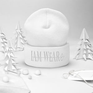 Classic Design White-Letter Cuffed Beanie