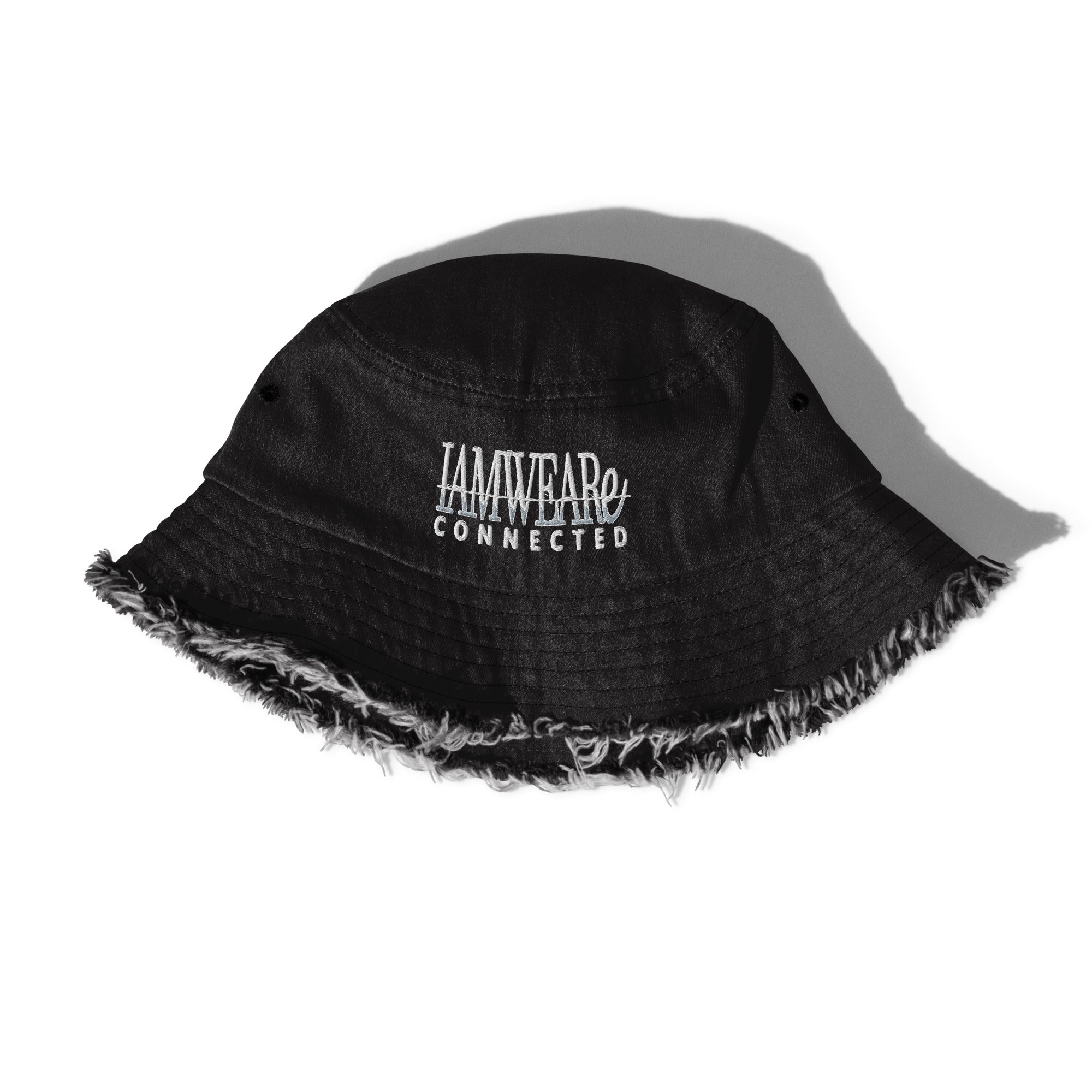 IAM WEARe CONNECTED PLATINUM-Drip Distressed Denim Bucket Hat