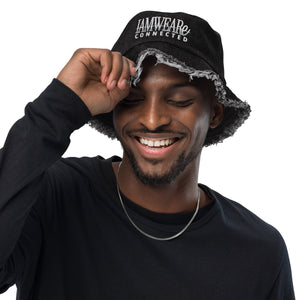 IAM WEARe CONNECTED PLATINUM-Drip Distressed Denim Bucket Hat