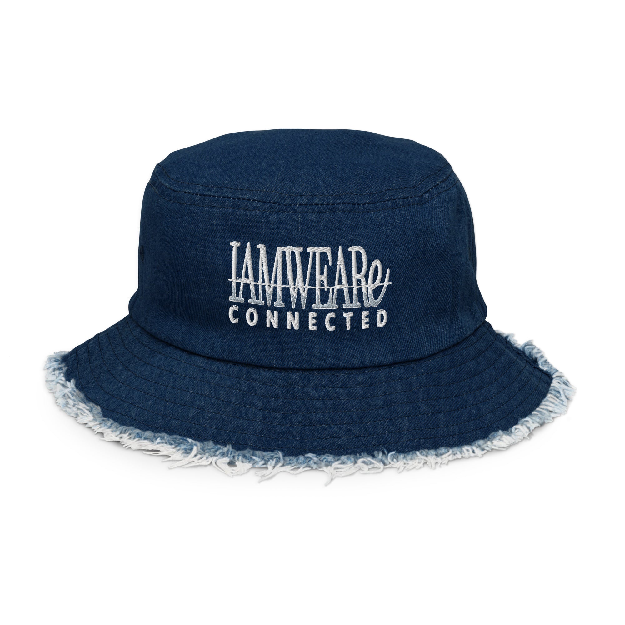 IAM WEARe CONNECTED PLATINUM-Drip Distressed Denim Bucket Hat