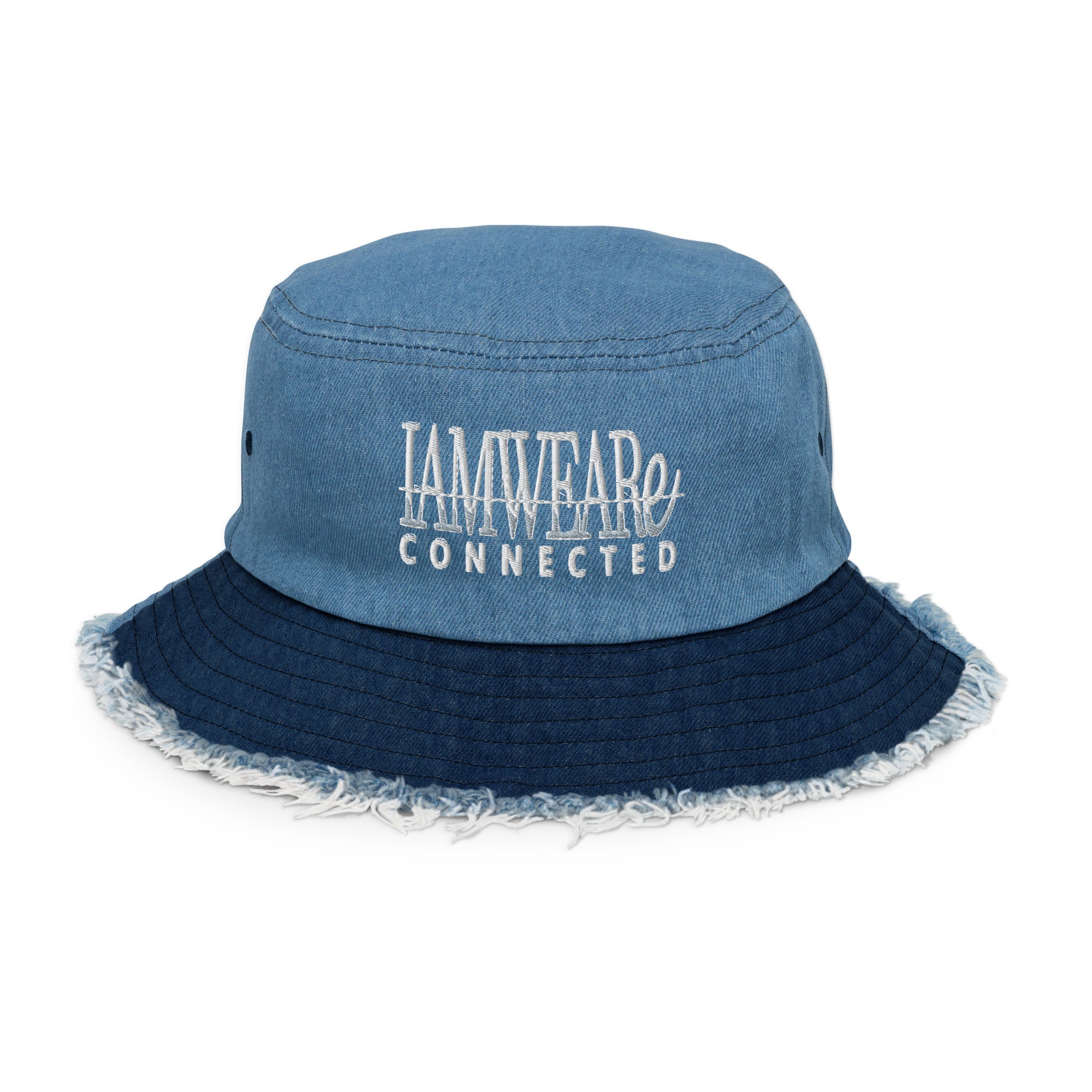 IAM WEARe CONNECTED PLATINUM-Drip Distressed Denim Bucket Hat